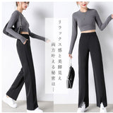 パンツ レディース きれいめ 通販 ストレートパンツ ボトムス ハイウエスト ロングパンツ ワイドパンツ ズボン ストレート スラックス スリット入り センタースリット 大人かわいい