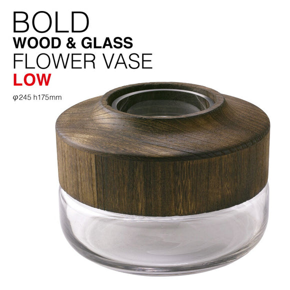 BOLD フラワーベース ロー 通販 花瓶 花びん 花器 かびん SPICE OF LIFE DGGZ1020 おしゃれ ガラス 木製 大きい 大きめ 置物 引っ越し祝い プレゼント ギフト 新生活 インテリア 雑貨