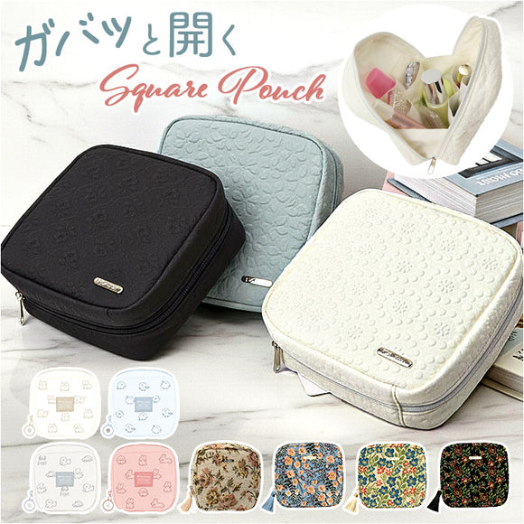 スクエアポーチ おしゃれ 通販 小物入れ 化粧ポーチ メイクポーチ コスメポーチ トラベルポーチ ポーチ 持ち運び コンパクト 収納 整理 レディース 女性 カジュアル かわいい オシャレ