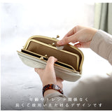 財布 レディース 長財布 ブランド 通販 un signet アンシグネ がま口 大容量 本革 レザー 牛革 カウレザー 日本製 大人 かわいい ドット 水玉 55214 おしゃれ シンプル カジュアル