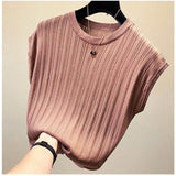 リブニット 半袖 レディース 通販 カットソー シャツ Tシャツ 半袖ニット タンクトップ ノースリーブ トップス 通勤 通学 無地 シンプル カジュアル きれいめ おしゃれ 大人 可愛い 春 夏