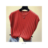 リブニット 半袖 レディース 通販 カットソー シャツ Tシャツ 半袖ニット タンクトップ ノースリーブ トップス 通勤 通学 無地 シンプル カジュアル きれいめ おしゃれ 大人 可愛い 春 夏