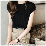 リブニット 半袖 レディース 通販 カットソー シャツ Tシャツ 半袖ニット タンクトップ ノースリーブ トップス 通勤 通学 無地 シンプル カジュアル きれいめ おしゃれ 大人 可愛い 春 夏