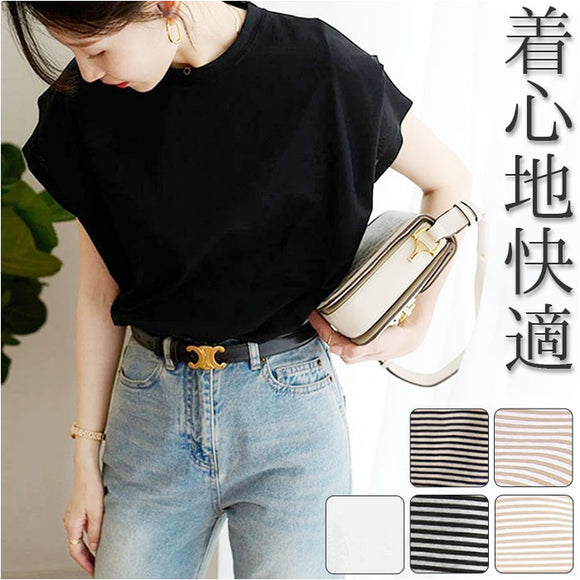 tシャツ レディース 半袖 通販 シャツ カットソー 綿 100% インナー ドルマンスリーブ トップス フレンチスリーブ 通勤 通学 無地 シンプル カジュアル きれいめ おしゃれ 大人 可愛い 春