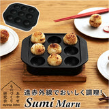 あやせものづくり研究会 タコ焼き器 卓上 調理プレート 通販 たこ焼きプレート たこ焼き器 プレート グリルプレート 一人用 炭火 炭火焼き 炭焼き 炭板 遠赤外線 レシピ付き Sumi Maru