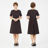 事務 ワンピース 通販 LindeLin LDL-1403 事務服 エステ ユニフォーム 医療事務 制服 オフィス制服 受付 サロン ウェア クリニック エステユニフォーム 半袖 レディース おしゃれ
