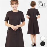事務 ワンピース 通販 LindeLin LDL-1403 事務服 エステ ユニフォーム 医療事務 制服 オフィス制服 受付 サロン ウェア クリニック エステユニフォーム 半袖 レディース おしゃれ