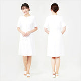 事務 ワンピース 通販 LindeLin LDL-2112 ワンピースコート 事務服 エステ ユニフォーム 医療事務 制服 介護服 看護士 サロン ウェア クリニック エステユニフォーム 半袖 レディース