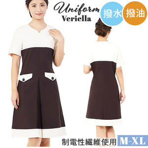 事務 ワンピース 通販 Veriella 02 事務服 エステ ユニフォーム 医療事務 制服 オフィス制服 受付 サロン ウェア クリニック エステユニフォーム 半袖 レディース おしゃれ