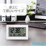 mag 目覚まし時計 大きい T796 通販 ノア精密 電波時計 目覚し時計 置き時計 置時計 アラーム時計 目覚まし 時計 卓上 カレンダー時計 デジタル 電池式 おしゃれ スヌーズ 湿度計 温度計