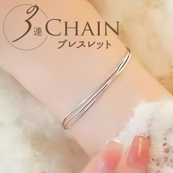 ブレスレット レディース 通販 ダイヤモンドハーツ blt-0200 Diamond Hearts アクセサリー 3連チェーンブレスレット 腕輪 シンプル 細め 女性 誕生日 彼女 おしゃれ かわいい 大人 可愛い