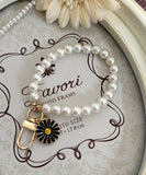 キーチャーム パール フラワー 通販 チャーム キーホルダー バッグチャーム バックチャーム かわいい ブラックフラワー Diamond Hearts ダイヤモンドハーツ 上品 華やか エレガント