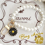 キーチャーム パール フラワー 通販 チャーム キーホルダー バッグチャーム バックチャーム かわいい ブラックフラワー Diamond Hearts ダイヤモンドハーツ 上品 華やか エレガント