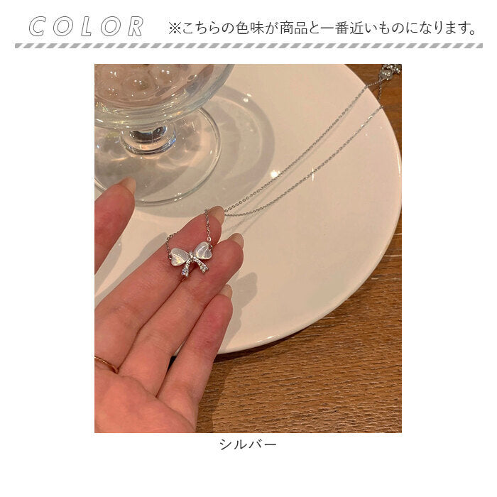ネックレス レディース シンプル 通販 ペンダント ジュエリー レディースアクセサリー シルバー リボン 大人 おしゃれ 可愛い かわいい オシャレ 大人っぽい バタフライリボンネックレス