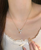 ネックレス レディース シルバー シンプル 通販 ペンダント 首飾り ジュエリー アクセサリー しずく 雫 大人 かわいい おしゃれ 可愛い オシャレ 女性 リボンティアドロップネックレス