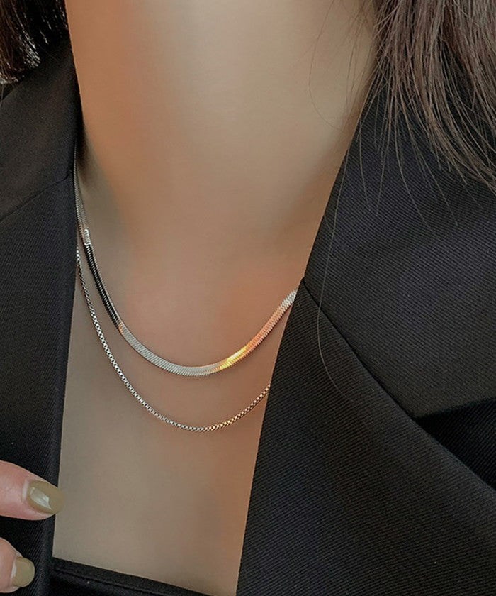 ネックレス レディース シンプル 通販 ペンダント 首飾り ジュエリー アクセサリー 二重 ダブル かわいい おしゃれ 可愛い オシャレ 大人っぽい 上品 ダブルレイヤーチェーンネックレス