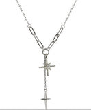 ネックレス レディース シルバー シンプル 通販 ペンダント 首飾り ジュエリー アクセサリー 星 クロス 大人 かわいい おしゃれ 可愛い オシャレ 大人っぽい スター＆クロスネックレス