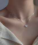 ネックレス レディース シルバー シンプル 通販 ペンダント 首飾り ジュエリー アクセサリー ダブル 二重 蝶々 大人 かわいい おしゃれ 可愛い オシャレ バタフライツインズネックレス