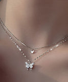 ネックレス レディース シルバー シンプル 通販 ペンダント 首飾り ジュエリー アクセサリー ダブル 二重 蝶々 大人 かわいい おしゃれ 可愛い オシャレ バタフライツインズネックレス