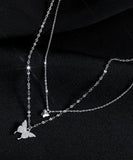 ネックレス レディース シルバー シンプル 通販 ペンダント 首飾り ジュエリー アクセサリー ダブル 二重 蝶々 大人 かわいい おしゃれ 可愛い オシャレ バタフライツインズネックレス