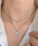 ネックレス レディース シンプル 通販 ペンダント 首飾り ジュエリー アクセサリー 二重 ダブル 蝶々 蝶 大人 かわいい おしゃれ 可愛い オシャレ ダブルバタフライネックレス nec-0580