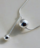 ネックレス レディース シルバー 通販 ペンダント 首飾り アクセサリー ジュエリー ボール シンプル 大人 かわいい おしゃれ 可愛い オシャレ 女性 ダブルボールネックレス nec-063