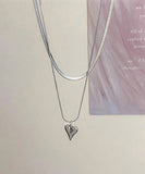 ネックレス レディース シルバー 通販 ペンダント 首飾り アクセサリー ジュエリー ハート シンプル 大人 かわいい おしゃれ 可愛い 女性 ダブルレイヤーハートモチーフネックレス