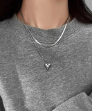 ネックレス レディース シルバー 通販 ペンダント 首飾り アクセサリー ジュエリー ハート シンプル 大人 かわいい おしゃれ 可愛い 女性 ダブルレイヤーハートモチーフネックレス