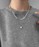 ネックレス レディース シルバー 通販 ペンダント 首飾り アクセサリー ジュエリー ハート シンプル 大人 かわいい おしゃれ 可愛い 女性 ダブルレイヤーハートモチーフネックレス