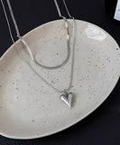 ネックレス レディース シルバー 通販 ペンダント 首飾り アクセサリー ジュエリー ハート シンプル 大人 かわいい おしゃれ 可愛い 女性 ダブルレイヤーハートモチーフネックレス