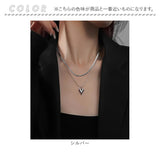 ネックレス レディース シルバー 通販 ペンダント 首飾り アクセサリー ジュエリー ハート シンプル 大人 かわいい おしゃれ 可愛い 女性 ダブルレイヤーハートモチーフネックレス