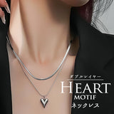 ネックレス レディース シルバー 通販 ペンダント 首飾り アクセサリー ジュエリー ハート シンプル 大人 かわいい おしゃれ 可愛い 女性 ダブルレイヤーハートモチーフネックレス