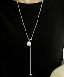 ネックレス レディース シンプル 通販 ペンダント 首飾り アクセサリー ジュエリー パール 真珠 大人 かわいい おしゃれ 可愛い オシャレ 女性 パールループタイネックレス nec-065