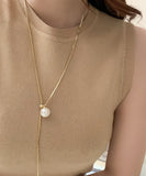 ネックレス レディース シンプル 通販 ペンダント 首飾り アクセサリー ジュエリー パール 真珠 大人 かわいい おしゃれ 可愛い オシャレ 女性 パールループタイネックレス nec-065