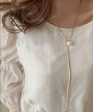 ネックレス レディース シンプル 通販 ペンダント 首飾り アクセサリー ジュエリー パール 真珠 大人 かわいい おしゃれ 可愛い オシャレ 女性 パールループタイネックレス nec-065