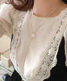 ネックレス レディース シンプル 通販 ペンダント 首飾り アクセサリー ジュエリー パール 真珠 大人 かわいい おしゃれ 可愛い オシャレ 女性 パールループタイネックレス nec-065