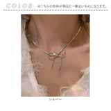 ネックレス レディース シルバー 通販 ペンダント スネークチェーン 首飾り アクセサリー ジュエリー リボン 大人 かわいい おしゃれ 可愛い 女性 リボンスネークチェーンネックレス