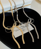 ネックレス レディース シンプル 通販 ペンダント スネークチェーン 首飾り ジュエリー アクセサリー リボン 大人 かわいい おしゃれ 可愛い オシャレ 女性 リボンモチーフネックレス