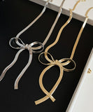 ネックレス レディース シンプル 通販 ペンダント スネークチェーン 首飾り ジュエリー アクセサリー リボン 大人 かわいい おしゃれ 可愛い オシャレ 女性 リボンモチーフネックレス