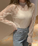 シースルー ブラウス 通販 シースルーブラウス 長袖ブラウス レースブラウスレディース レディース 女性 トップス ハイネックブラウス レーストップス 長袖トップスおしゃれ