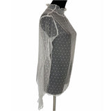 シアートップス 長袖 通販 シアー カットソー シアーブラウス チュールブラウス チュール インナー 透け シースルー フリルネック トップス 大人 かわいい おしゃれ 可愛い 女性 top-029