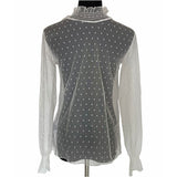 シアートップス 長袖 通販 シアー カットソー シアーブラウス チュールブラウス チュール インナー 透け シースルー フリルネック トップス 大人 かわいい おしゃれ 可愛い 女性 top-029