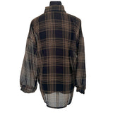 シアーシャツ チェック 通販 シアーブラウス シアー ブラウス 長袖シャツ レディース トップス シースルーシャツ シャツ チェック柄 薄手 透け感 羽織り 春夏秋 冷房対策 カジュアル