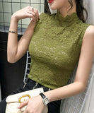 ハイネック レース タンクトップ 通販 ノースリーブ 透け感 トップス ハイネックレースインナー 袖なし 総レース レディース 大人 かわいい きれいめ 上品 セクシー おしゃれ シンプル