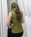 ハイネック レース タンクトップ 通販 ノースリーブ 透け感 トップス ハイネックレースインナー 袖なし 総レース レディース 大人 かわいい きれいめ 上品 セクシー おしゃれ シンプル