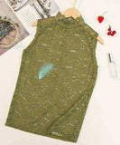 ハイネック レース タンクトップ 通販 ノースリーブ 透け感 トップス ハイネックレースインナー 袖なし 総レース レディース 大人 かわいい きれいめ 上品 セクシー おしゃれ シンプル