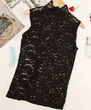 ハイネック レース タンクトップ 通販 ノースリーブ 透け感 トップス ハイネックレースインナー 袖なし 総レース レディース 大人 かわいい きれいめ 上品 セクシー おしゃれ シンプル