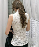 ハイネック レース タンクトップ 通販 ノースリーブ 透け感 トップス ハイネックレースインナー 袖なし 総レース レディース 大人 かわいい きれいめ 上品 セクシー おしゃれ シンプル