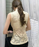 ハイネック レース タンクトップ 通販 ノースリーブ 透け感 トップス ハイネックレースインナー 袖なし 総レース レディース 大人 かわいい きれいめ 上品 セクシー おしゃれ シンプル