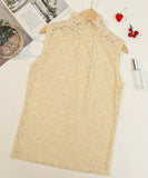 ハイネック レース タンクトップ 通販 ノースリーブ 透け感 トップス ハイネックレースインナー 袖なし 総レース レディース 大人 かわいい きれいめ 上品 セクシー おしゃれ シンプル